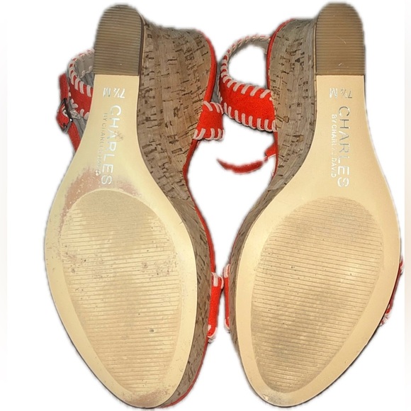 Charles by Charles David Red Wedge Sandals - Picture 10 of 12